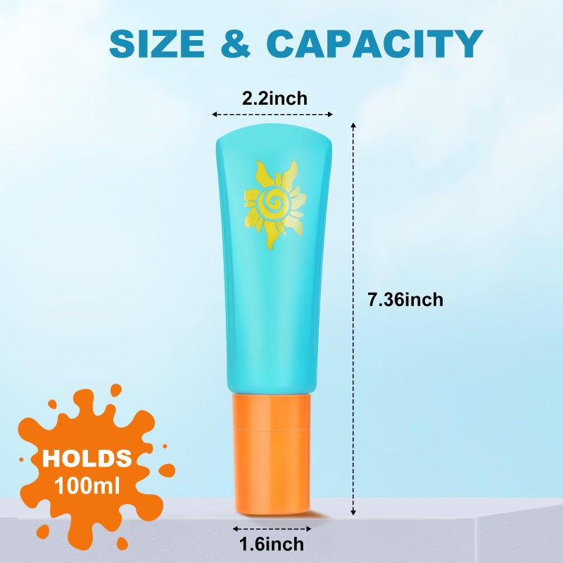 MONVIE Sunscreen Applicator  Refillable and Spill Proof Kids Sunscreen Lotion Applicator with Soft Foam Sponge For Kids  Adults & Families  Summer and Vacation Essentials 2Pcs Blue - Image 5